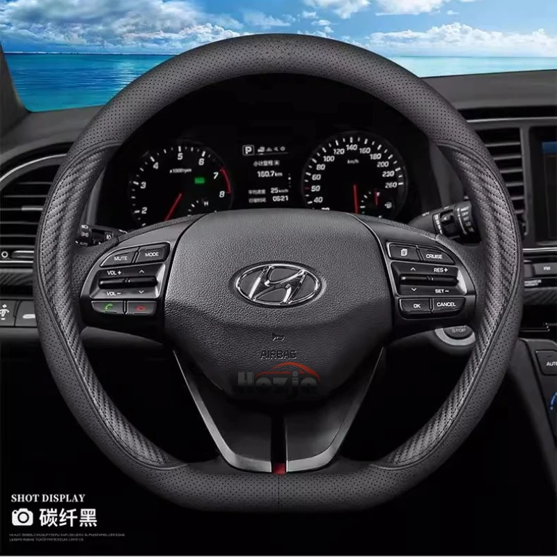 

Leather Car Steering Wheel Cover for Hyundai I30 Ioniq I20 I10 I40 Staria Inster Tucson Accent I30n IX35 Kona Creta Accessories