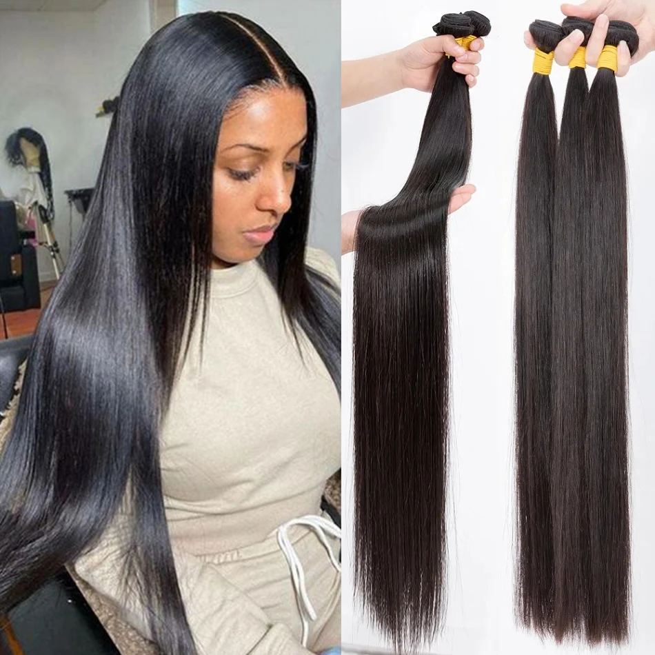 

Bone Straight 26 28 30 Inch Human Hair Bundles 100% Brazilian Human Hair Remy Hair Entensions Natural Human Hair For Women