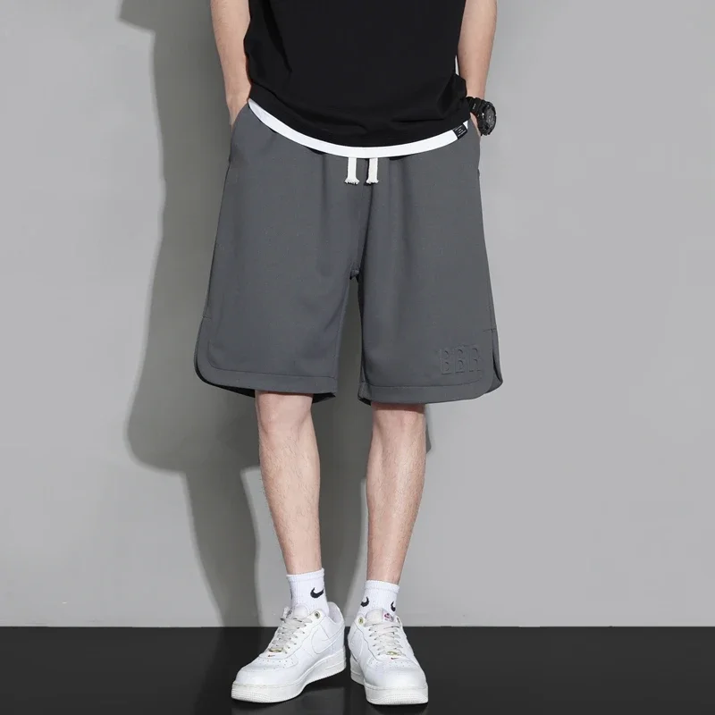 2024 Summer Men Solid Color Cargo Shorts Elastic Waist Thin Loose Pockets Outwear Keep Cooling Drawstring Shorts Pants Clothes