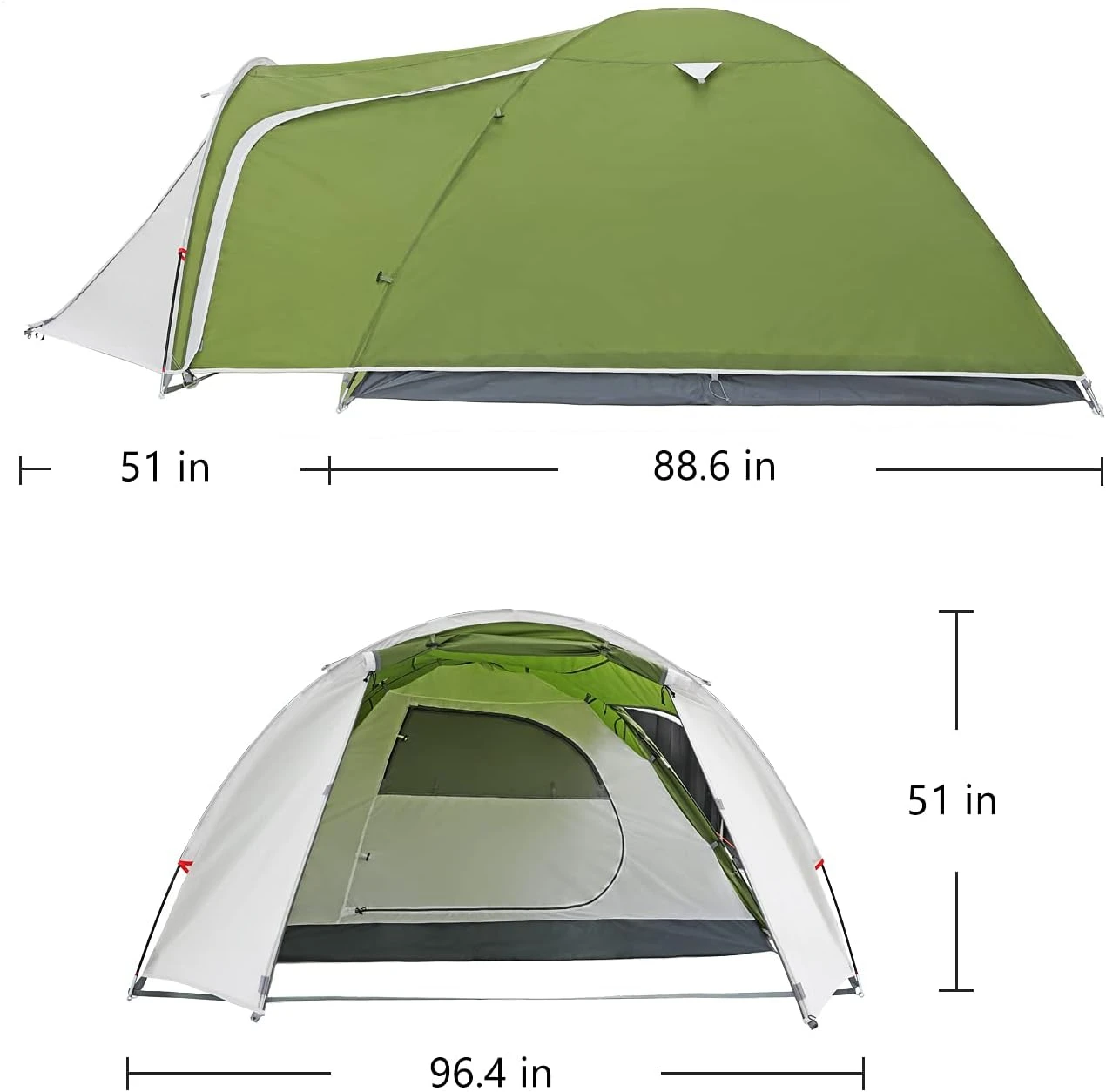 Camping Tent 4 Person Tent Waterproof Outdoor Double Layer with Screen Room and 2 Large Doors