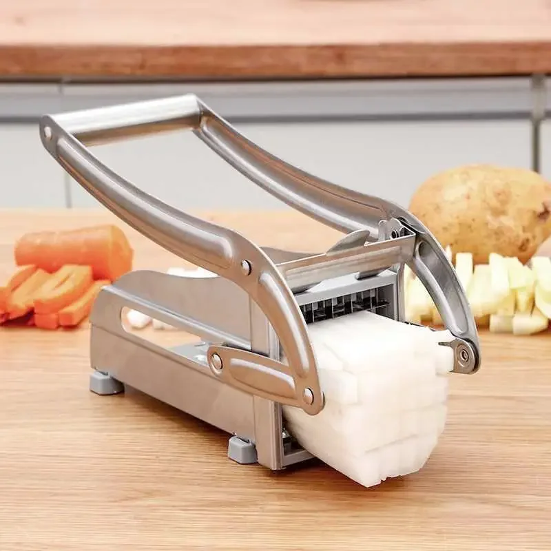 2 Blades Stainless Steel Home French Fries Potato Chips Strip Slicer Cutter Chopper Chips Machine Making Tool Potato Cut Fries