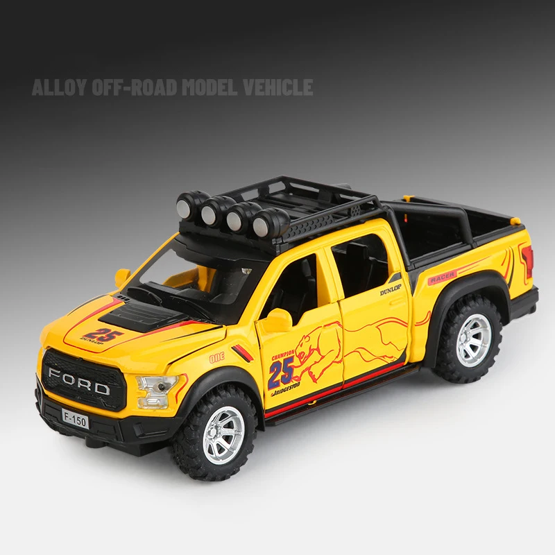 1:32 Ford F150 Raptor Legierung Automodell Sound und Licht Zurückziehen Kinderspielzeug Sammlerstücke Geburtstagsgeschenk