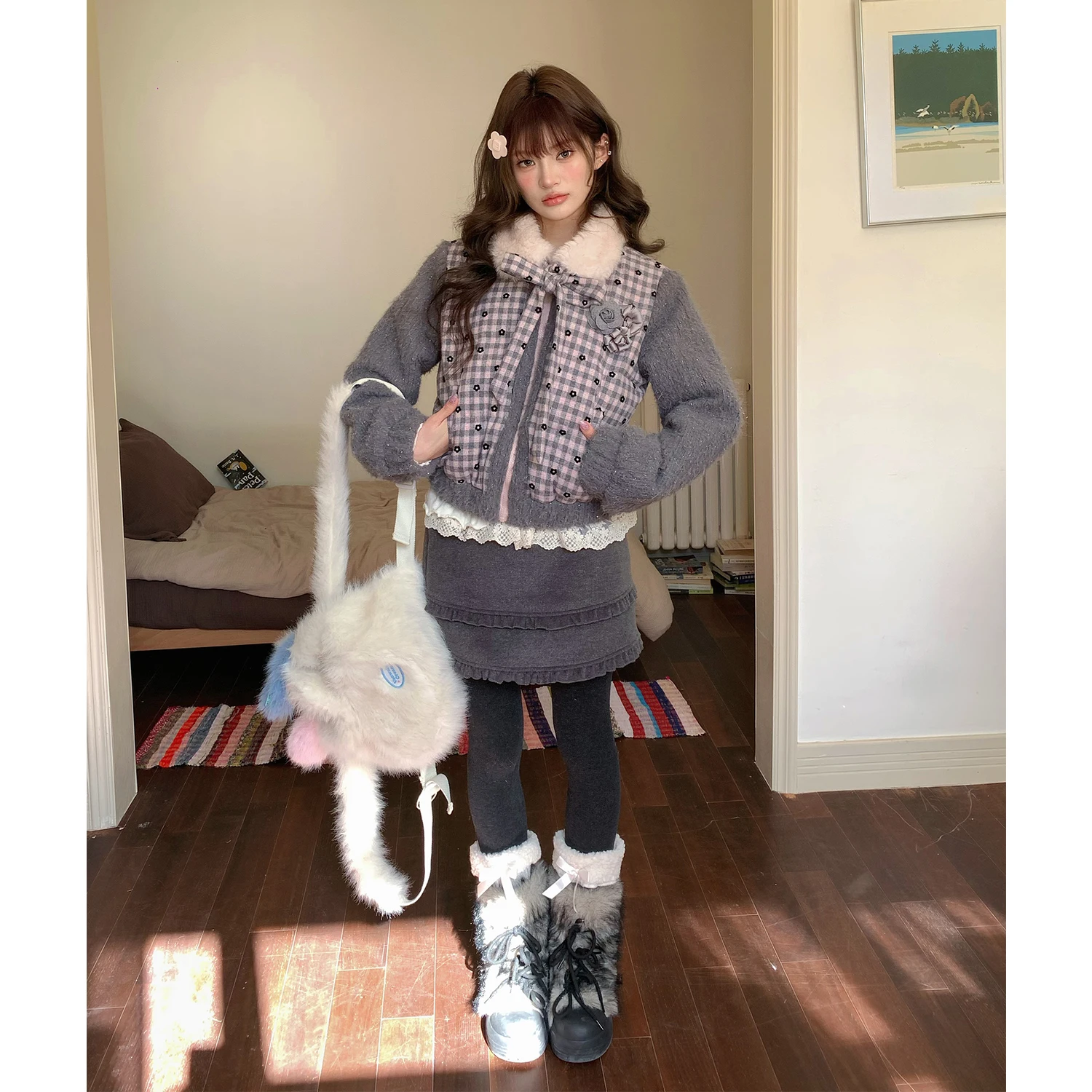 

Новинка: Шерстяная юбка с деревянной отделкой, высокая талия, А-силуэт, свободный крой, женская мода, осень-зима