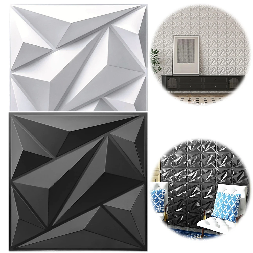 50/100Pcs 3D Panel Diamond Stickers Wallpaper PVC Self-adhesive Wallpaper Bedroom Living Room Decoration 30x30cm Wall Background