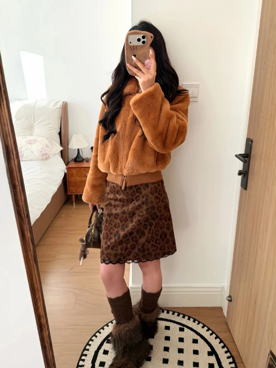 

Sli ort Fur Jaet Stand Collar Warm Beautiful Spring Outerwear for Young Women Faionable Cact Size Cute Outerwear