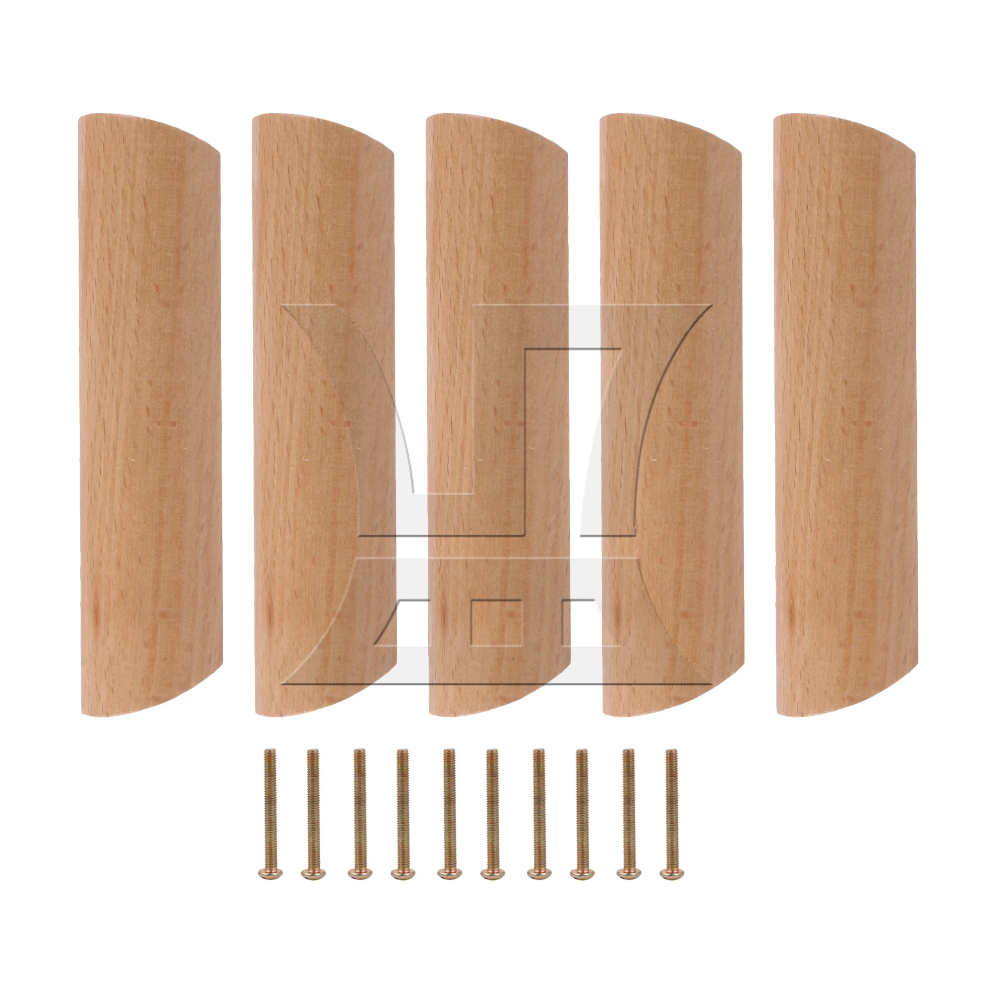 

5 Pcs Unfinished Solid Wooden Pulls Handles 3.78" Hole Spacing 4.92" L
