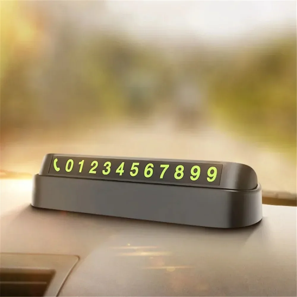 Car Accessories Mini Portable Telephone Number Plate With Switch Phone Number Business Card Temporary Parking Card Plate