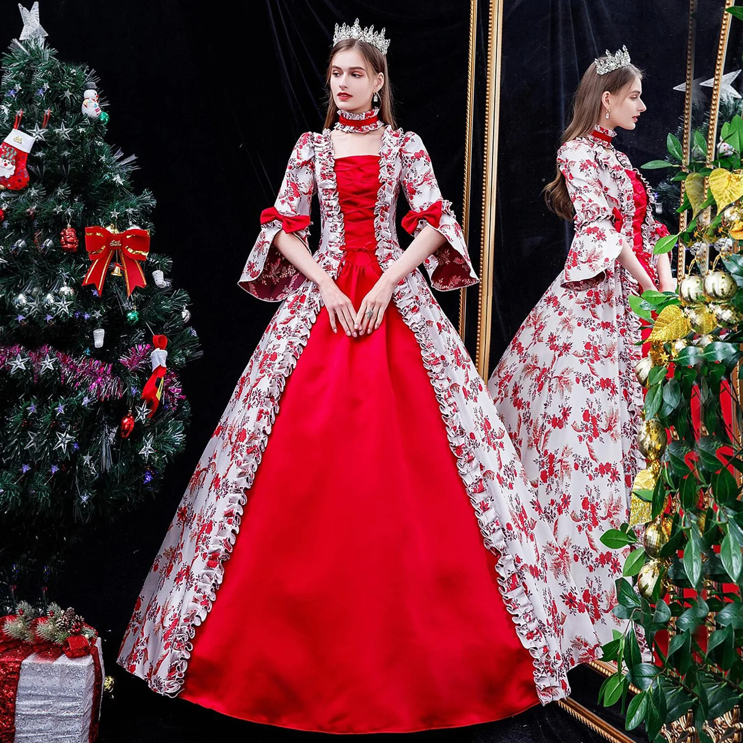 

Customized Elegant Christmas Ball Gown Women Evening Dresses Medieval Prom Birthday Masquerade Party Gowns