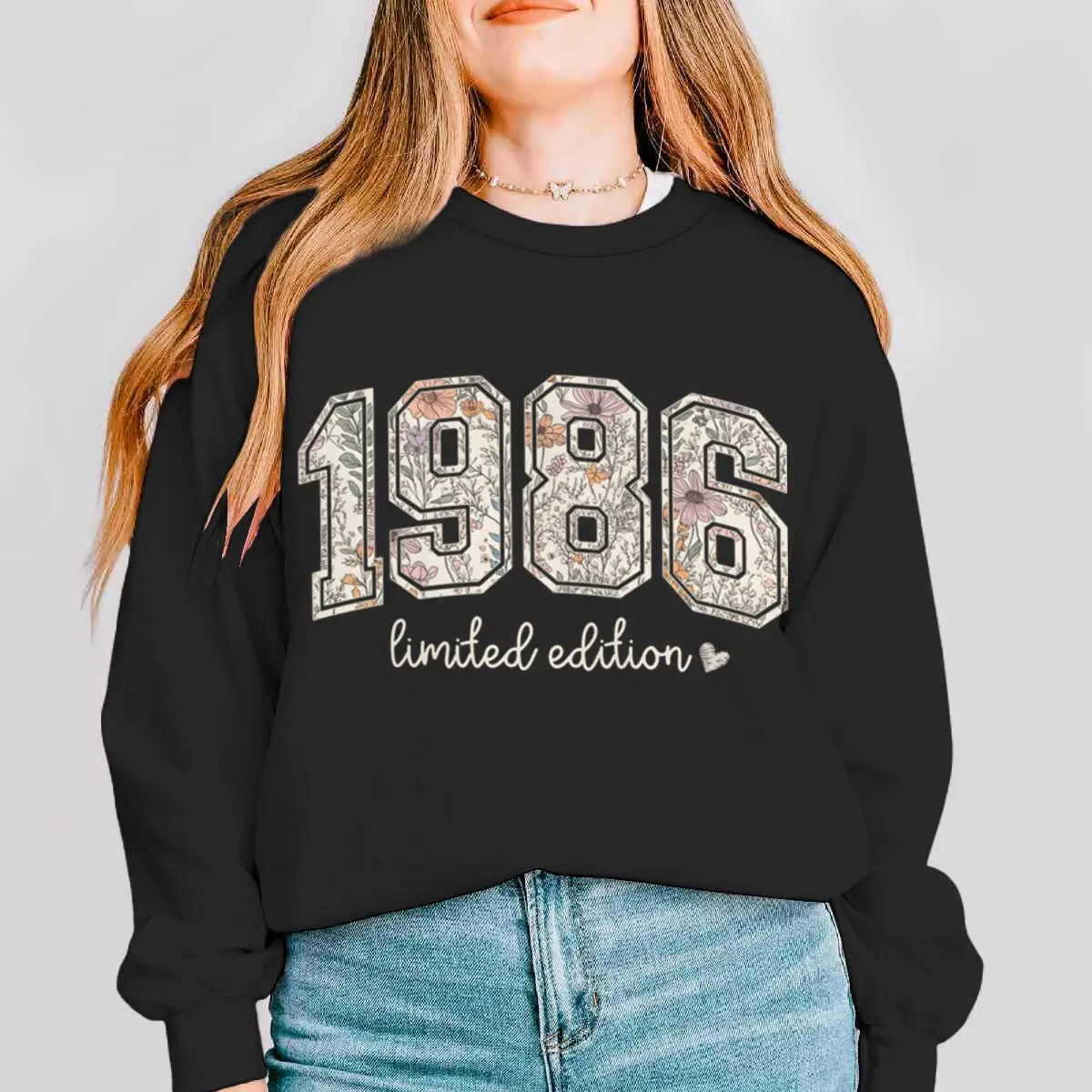 

Свитшоты с цветочным принтом 1986 года, эстетичные винтажные рубашки для женщин, подарок на 40-летие, женский свитер, классические топы ограниченной серии 1986 года