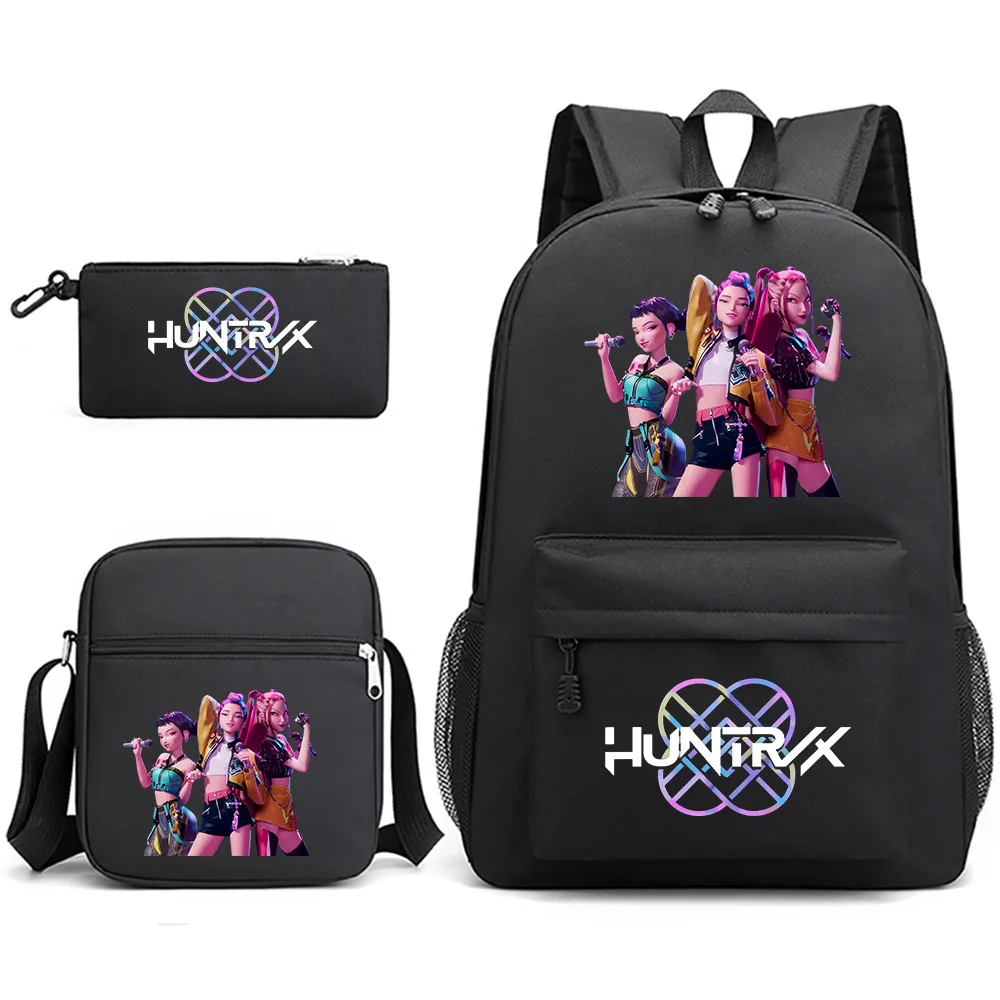 3 Stück K-POP HUNTRX Harajuku Rucksack Jungen Mädchen Rucksack Umhängetasche Bleistiftbeutel Schultasche Back-to-School Geschenk