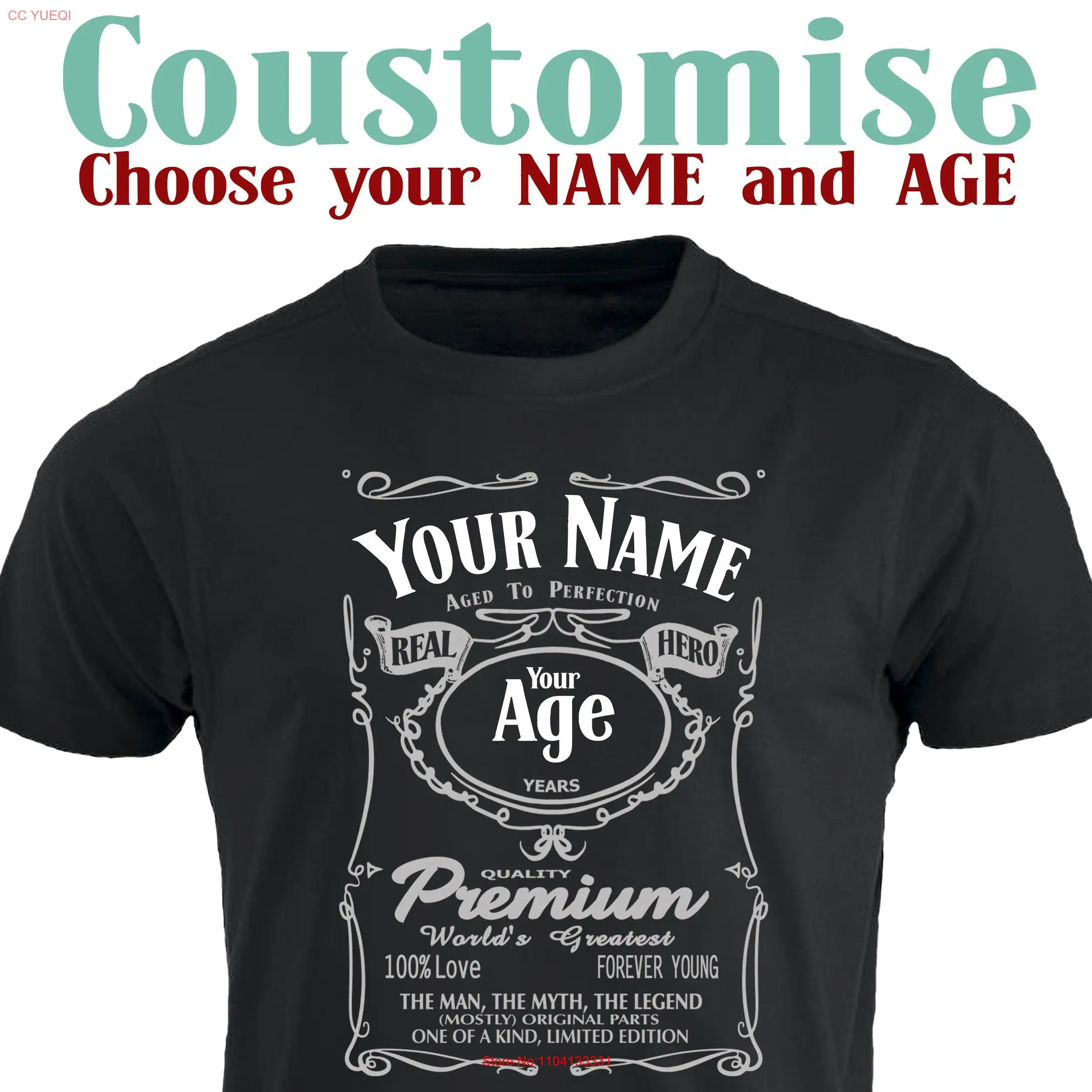 Personalizar Ideas de cumpleaños para hombres Camiseta Regalo personalizado Divertido Vintage Mangas largas o cortas