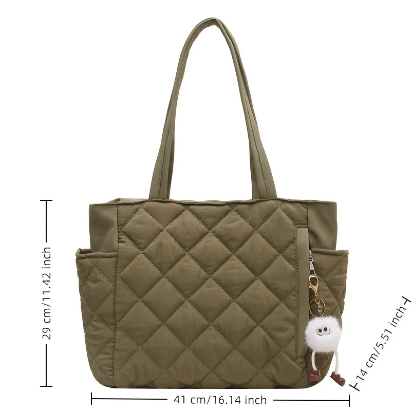 Lingge Cotton Shoulder Bag Korean Edition Large Capacity Lightweight Girl Tote Bag Custom order, please indicate font and text