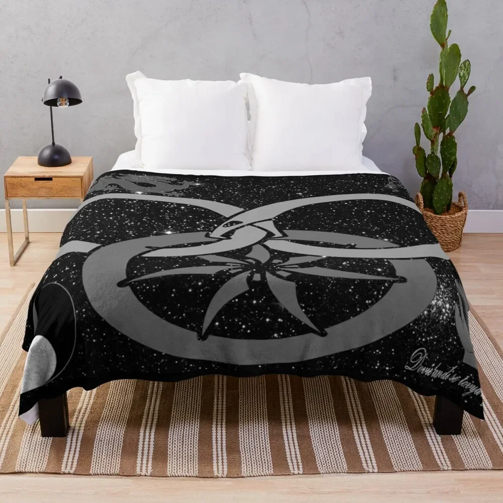 Wheel of Time - Tel'aran'rhiod and symbols - black and white Throw Blanket Plaid on the sofa Picnic Luxury Throw Blankets