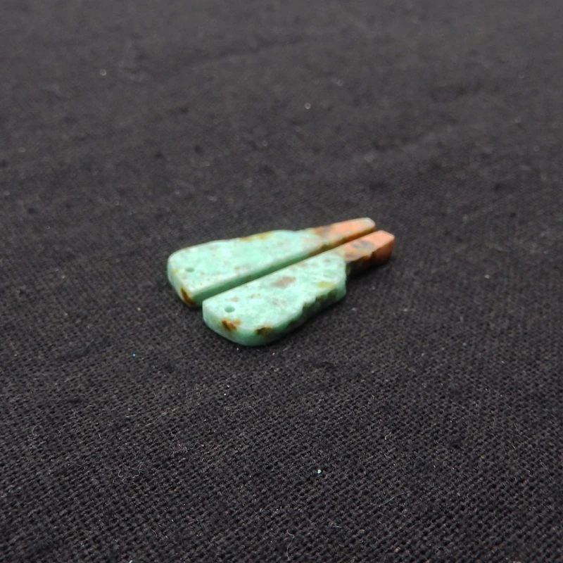 2 Pairs Natural Turquoise Gemstone Earrings with Beauty Beads Jewelry Accessories for Women 30/26x10/8x3mm 2.5g/1.9g