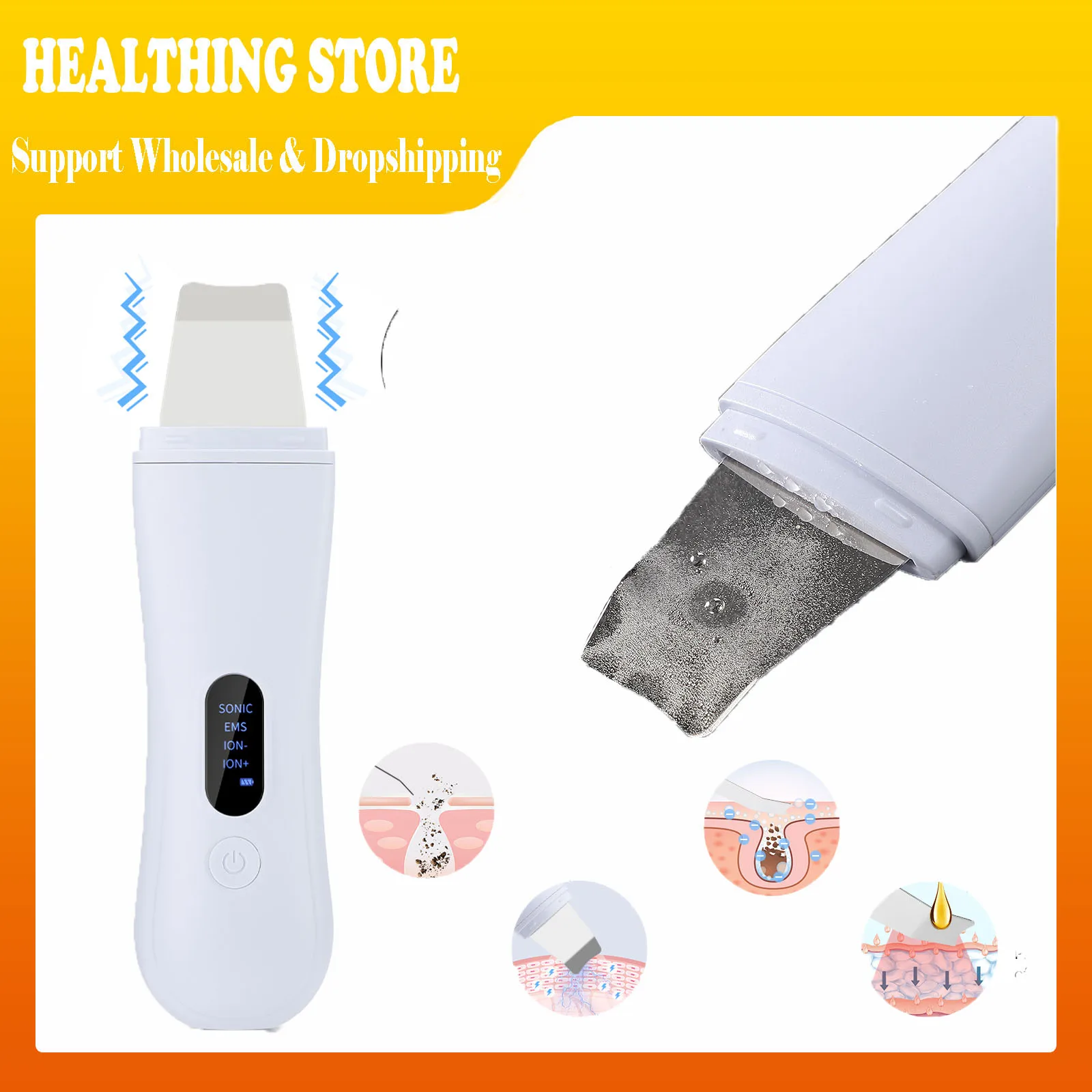 24000Hz 초음파 피부 세정기 블랙 헤드 여드름 바늘 클리너 리무버 EMS 딥 클렌징 acial 리프팅 4 모드 콜라겐