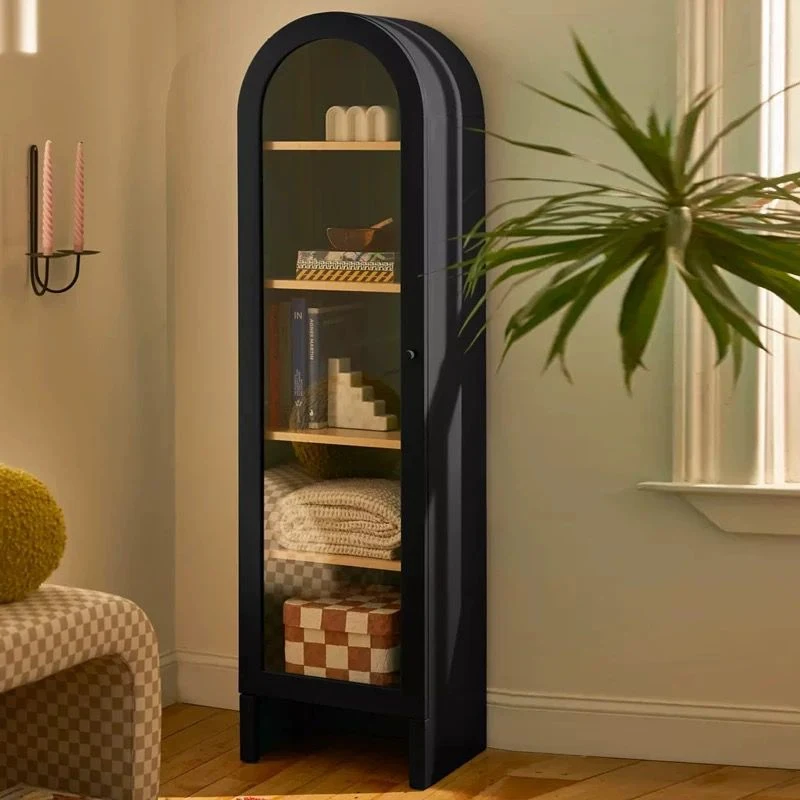 Arched locker, American bookcase Solid wood multi-layer bookshelf French shelf Glass case Storage display cabinet