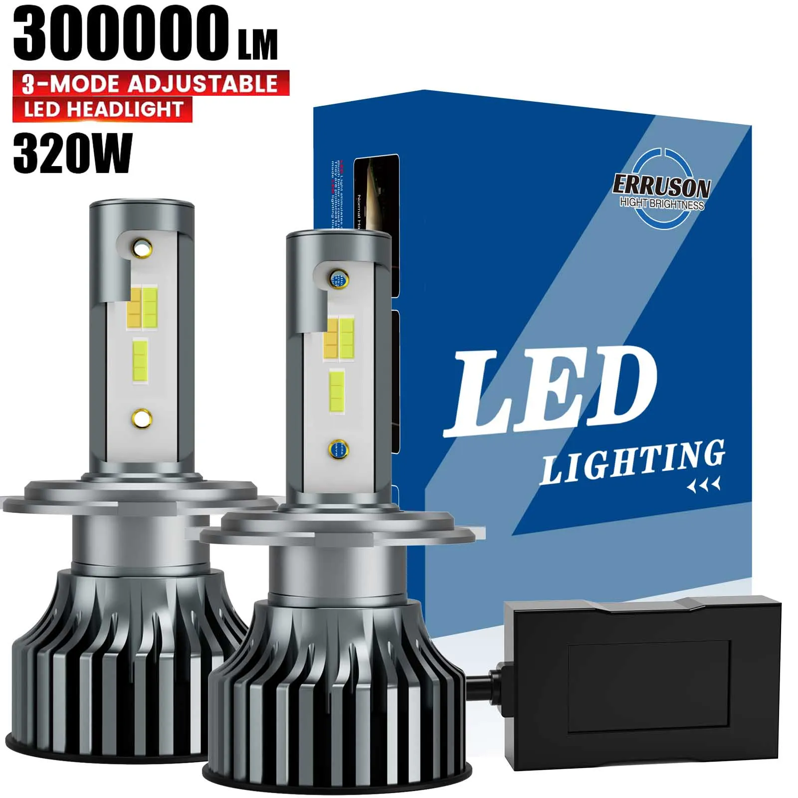 

Erruson 320W 300000LM Car Headlight Bulbs H4 H7 Led H1 H3 H11 9005 9006 9012 3 Color Change 3000K 4500K 6500K Auto Fog Lamps