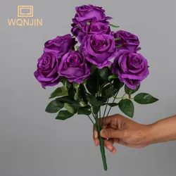 9 Heads Purple Artificial Flowers Home Decoration 9 Color Beauty Silk Fake Flower Especial for Wedding and Festival Decoration