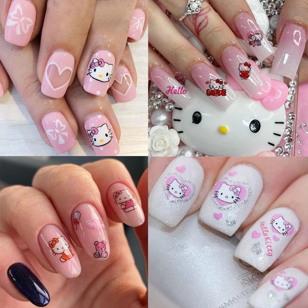 1Pc Hello Kitty/Kuromi Various Design Stickers Nail Stamping Plate Kawaii Sanrio Cartoon Nail Art Printing Template Tool Supplie