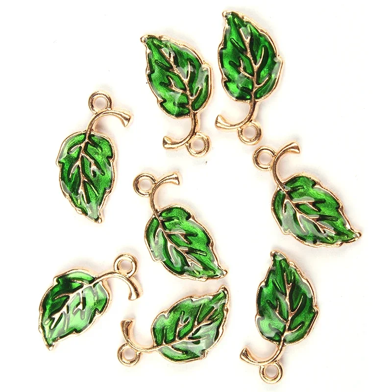 20*10mm 10pcs/lot Zinc Alloy Drop Oil Leaves Shape Charms Pendant For DIY Jewelry Earrings Accessories