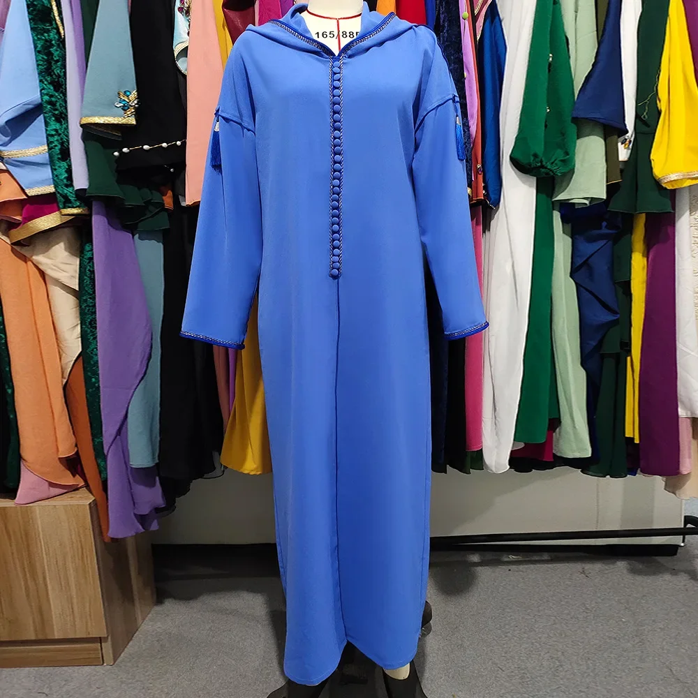 

Ramadan Dubai Hooded Abaya Tassel Kaftan Women Muslim Long Dress Turkey Kebaya Caftan Marocain Femme Robe Eid Djellaba Jalabiya