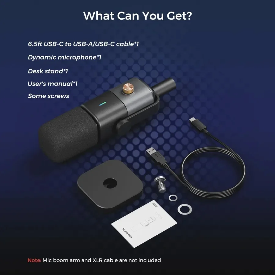 NearStream Dynamic XLR USB Mic Desktop Professional Microphone Plug-and-Play for Gaming Studio Streaming Podcast Recording pc