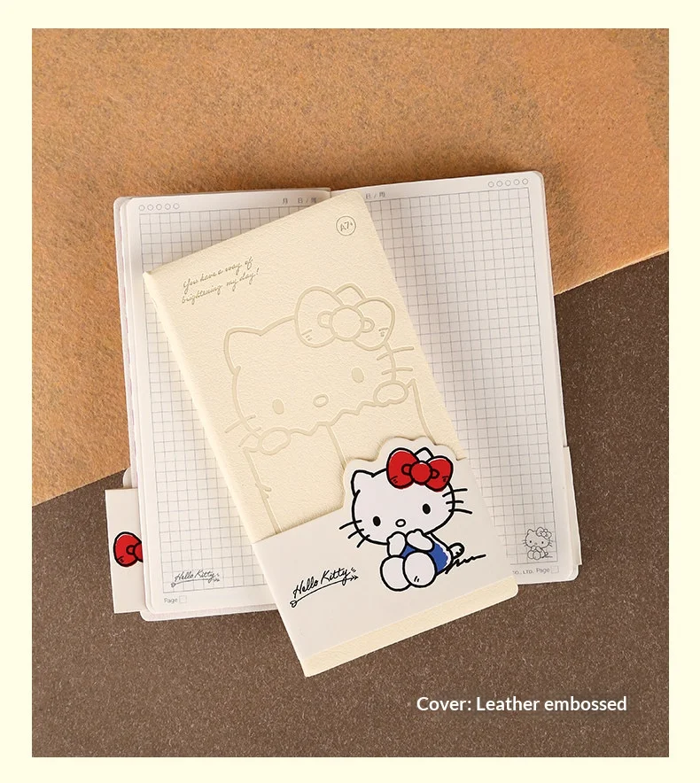 Kinbor A7 Taschennotizbuch, mit karierten und leeren Seiten, Notizbuch aus der „Kitty“-Kollektion für Mädchen, Reise-Notizbuch, niedliches Schreibwaren-Set. – Detail 14