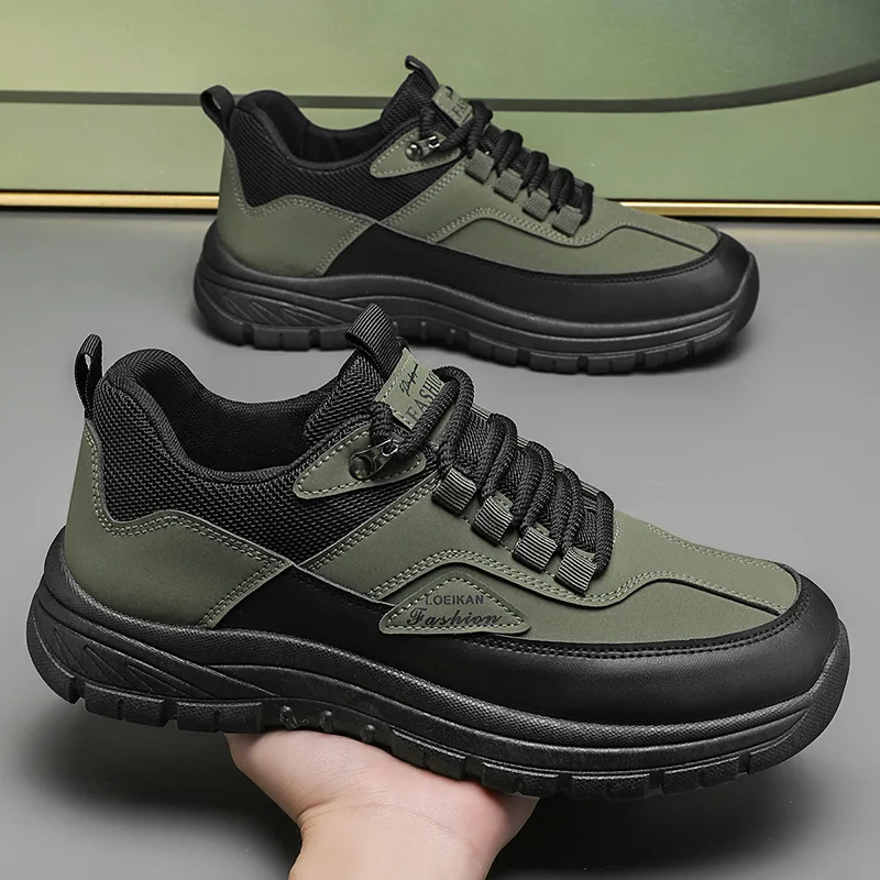 Primavera 2025 nova tendência da moda, sapatos de trabalho retrô britânicos duráveis, esportes ao ar livre sapatos casuais impermeáveis