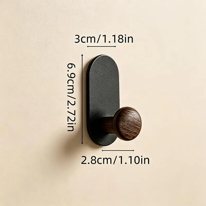 Wooden Wall Hooks Adhesive Mounted Walnut Hooks For Hanging Clothes Hat Coat Towel Blanket Backpack Entryway Key Holder