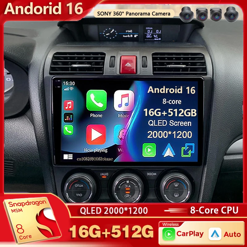 Android 16 For Subaru Forester 4 SJ 2012 - 2015 2K QLED Android Car Radio Multimedia Video Player GPS AI Voice CarPlay 4G Stereo