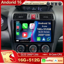 Android 16 For Subaru Forester 4 SJ 2012 - 2015 2K QLED Android Car Radio Multimedia Video Player GPS AI Voice CarPlay 4G Stereo