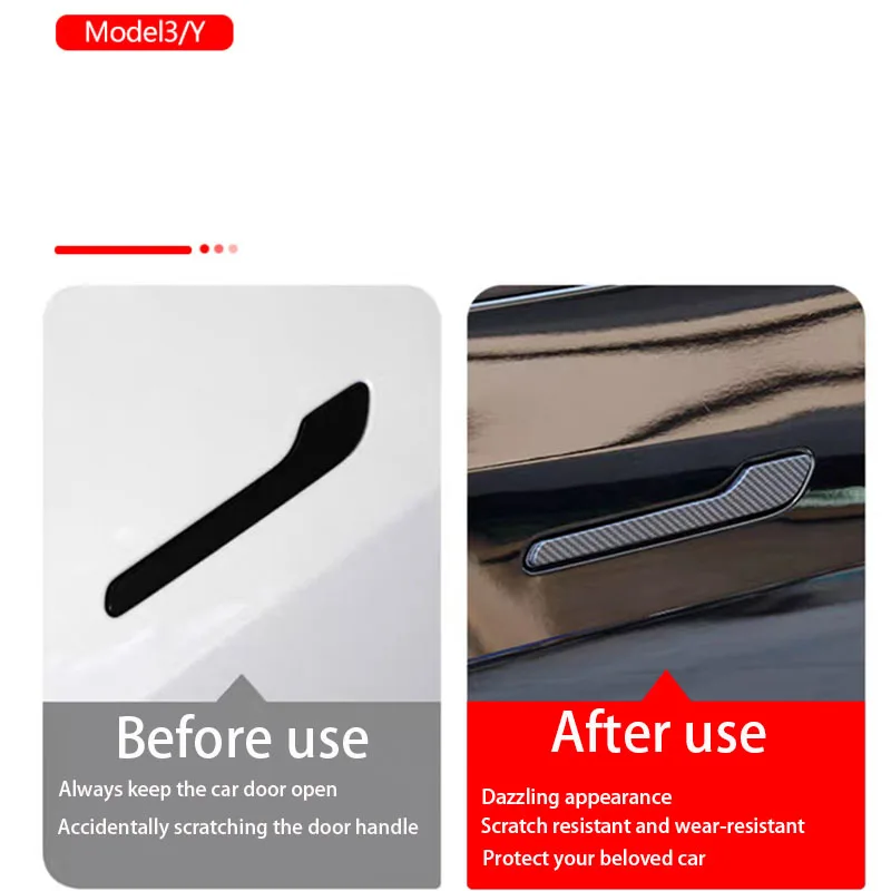 Car Door Handle Wrap Cover Decorative Stickers 4Pcs/Set Anti-scratch For Tesla Model Y/3/3+ Highland 2025 ABS Protector Sticker
