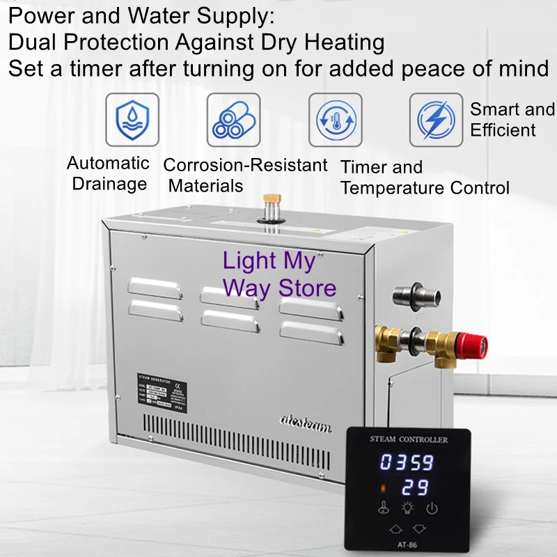 Fully Automatic Stainless Steel Electric Steam Generator for Wet Steam Sauna Rooms