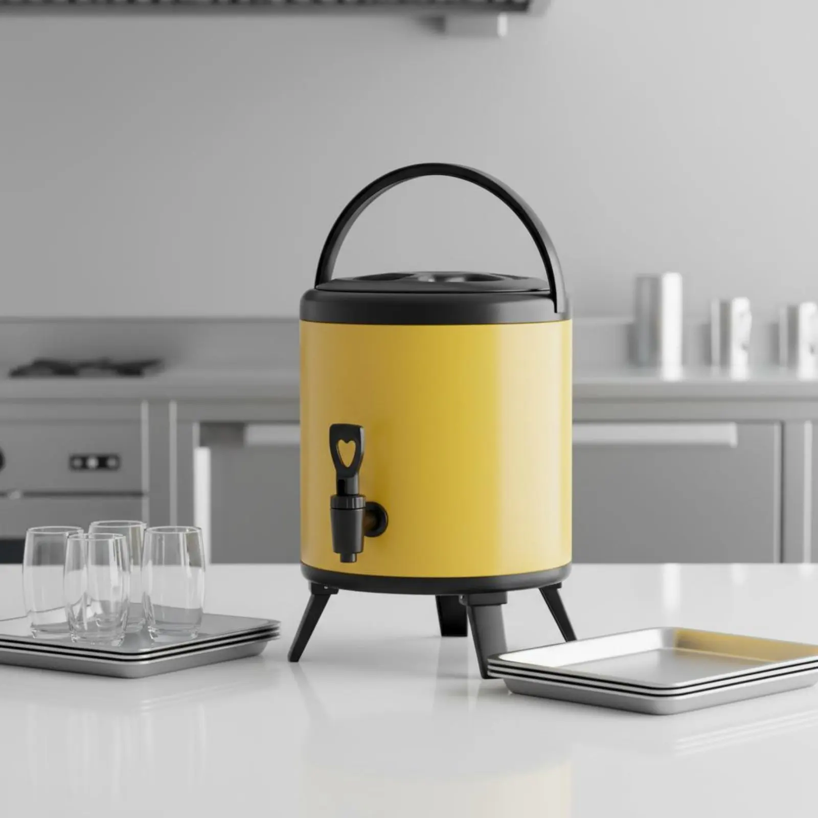 

Stainless Steel Tea Barrel Spill-Resistant-Resistant Faucet Insulated Beverage Dispenser Hot and Cold Drink Container Easy To