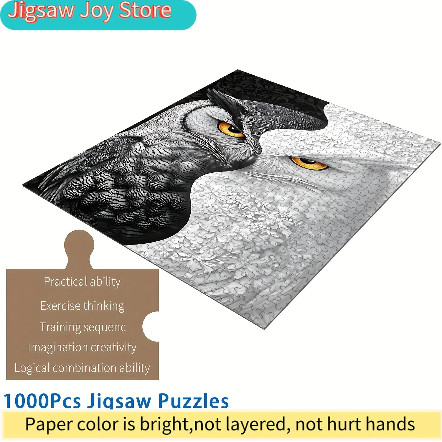 

Сложная головоломка с изображением сов - Сова Инь-Ян с белыми/черными/красными/синими/желтыми элементами, большая книга-головоломка для детей и взрослых, портативная - Scratch