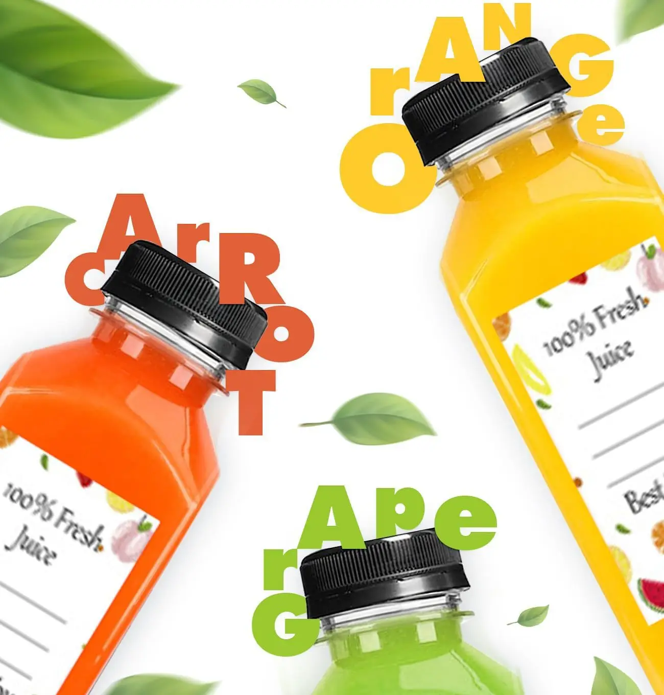 12 زجاجة مياه بلاستيكية مع أغطية، زجاجات مياه قابلة لإعادة الاستخدام سعة 350 مل