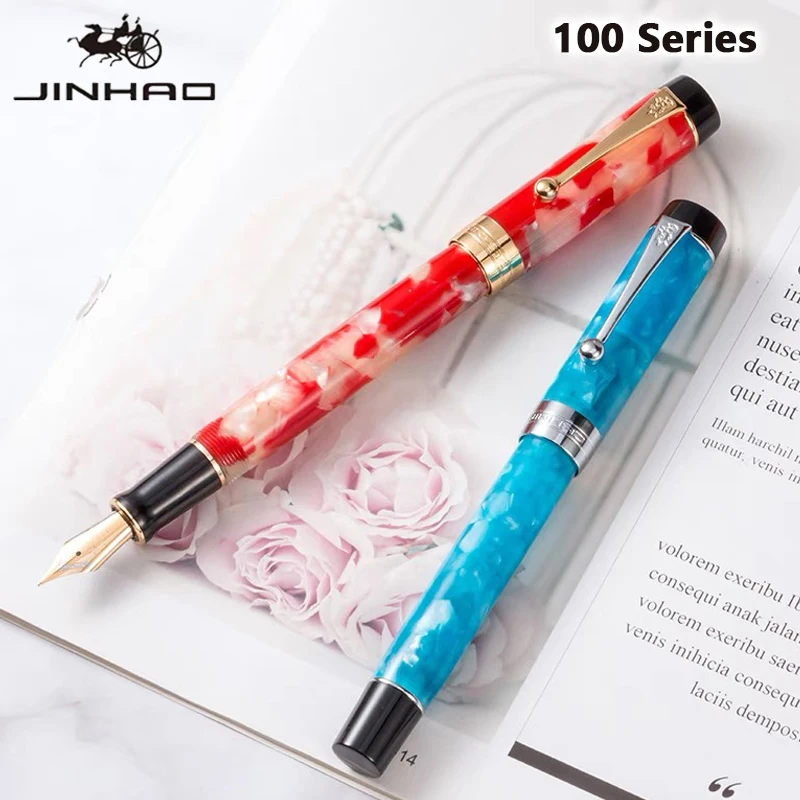 Jinhao 100 Centennial Fountain Pen Resin Luxury Pens Gold Clip EF/F/M Classic Nib Writing Pen Stationery Office School Supplies