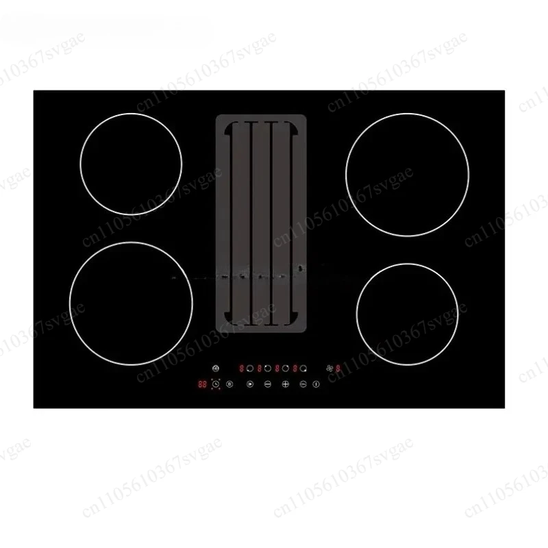 220-240V 6800W 4 Burners Induction Cooker Built-in Downdraft Ventilation Integrated Cooktop Range Hood Combo