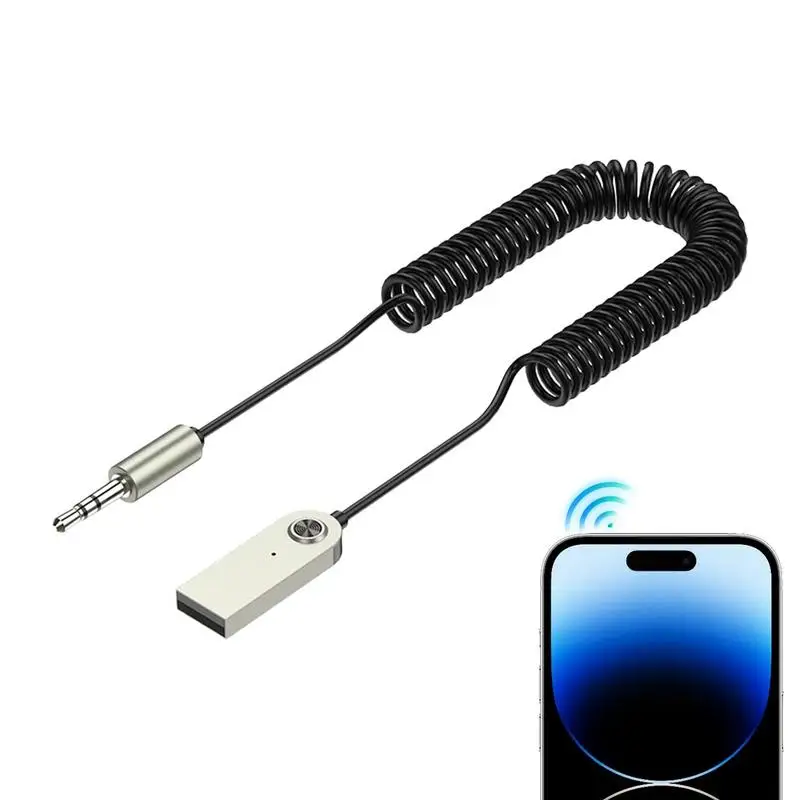 

Wireless Aux Receiver Auto Car Adapter 3.5mm Interface Metal Car Adapter Handsfree Calling Microphone Navigation Broadcast