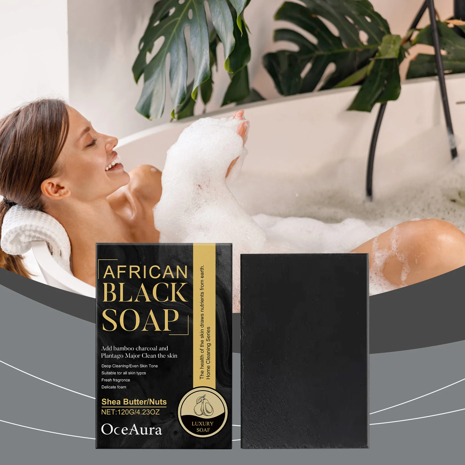 

African Black Soap Improve Acne Deeply Cleaning Exfoliate Dark Spots Remover Brightening Delicate Skin Moisturizing Body Soap