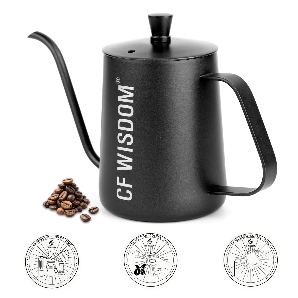 Edelstahl Kaffee-Schwanenhalskanne 350ml/600ml Kaffeekanne Café Barista Küchenzubehör