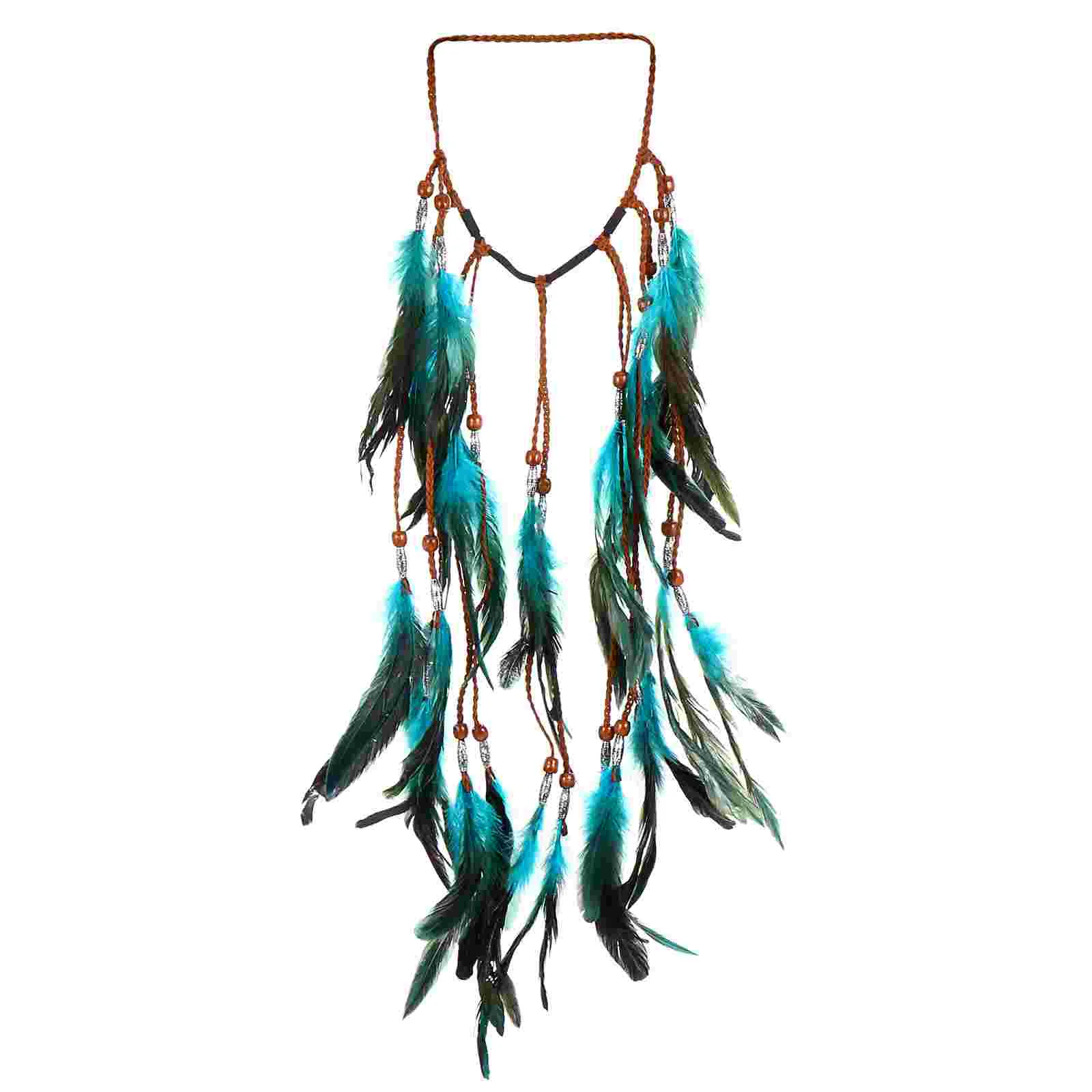 Bohemian Headband Feather Hair Bands Headdress Peacock Hairband Womens Dresses Boho Decor