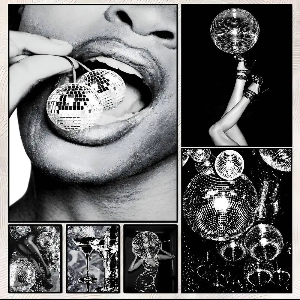 Disco Ball Dancefloor Party Print Poster HD art sticky wall waterproof home living room bedroom aesthetic decoration