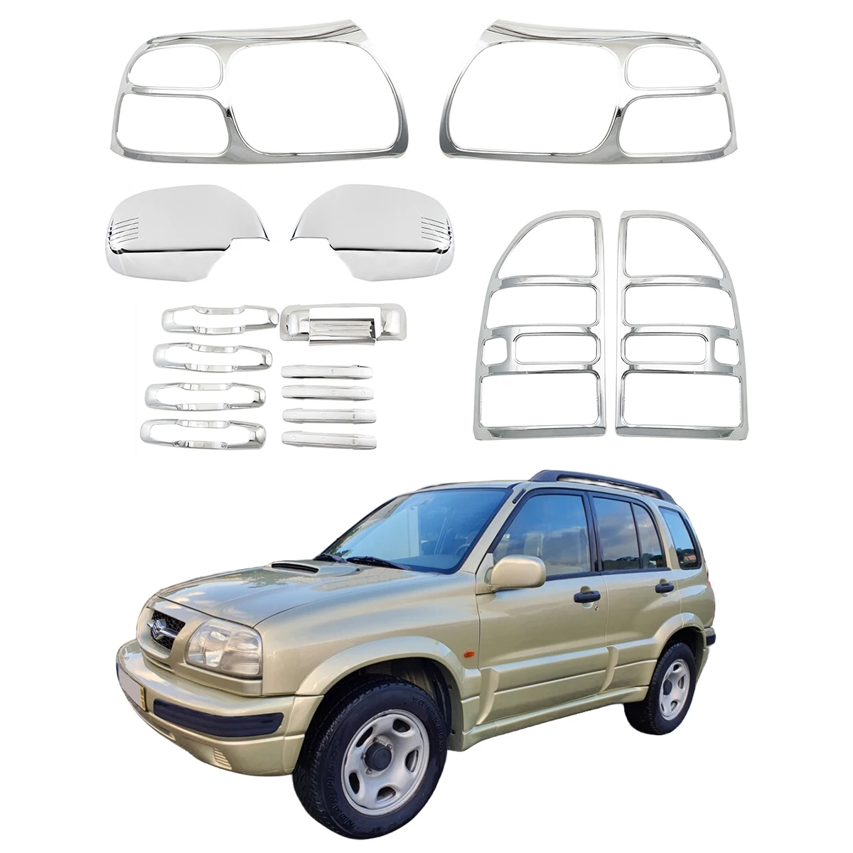 Car Modification Exterior Decoration Accessories Trim Chrome Cover Kit For Suzuki Grand Vitara Escudo 2.0 1998 1999 2000 2004