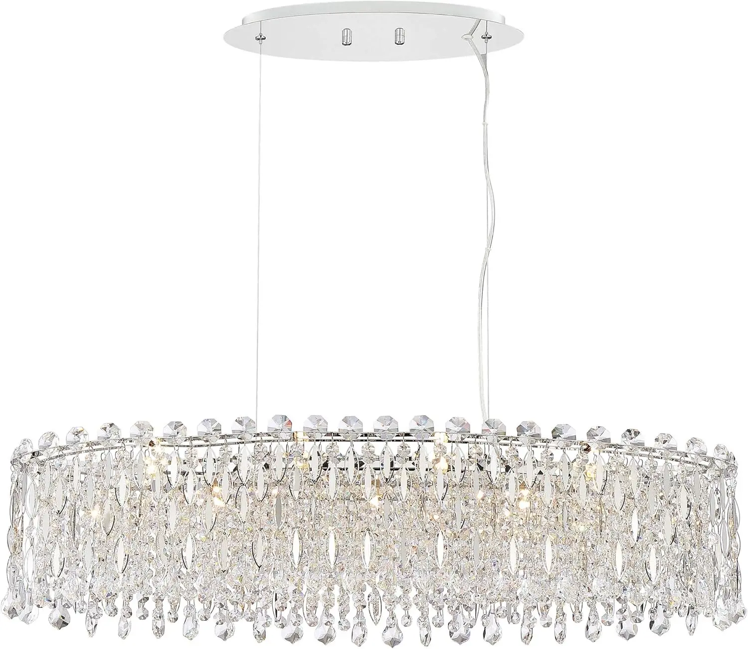 Chrome Silver Large Linear Pendant Chandelier Lighting Wide Modern Crystal Light LED Fixture