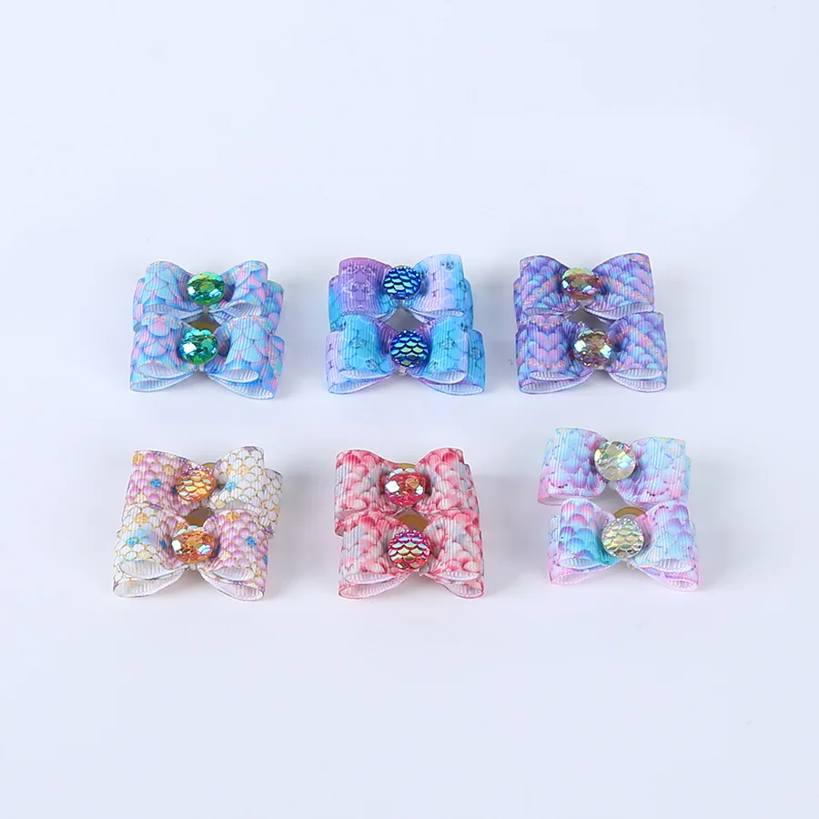 10Pcs/lot Dog Hair Bows Rubber Band Mixed Colors Cat Grooming Hand-made For Pet Puppy Cat Bowknot Mini Accessories