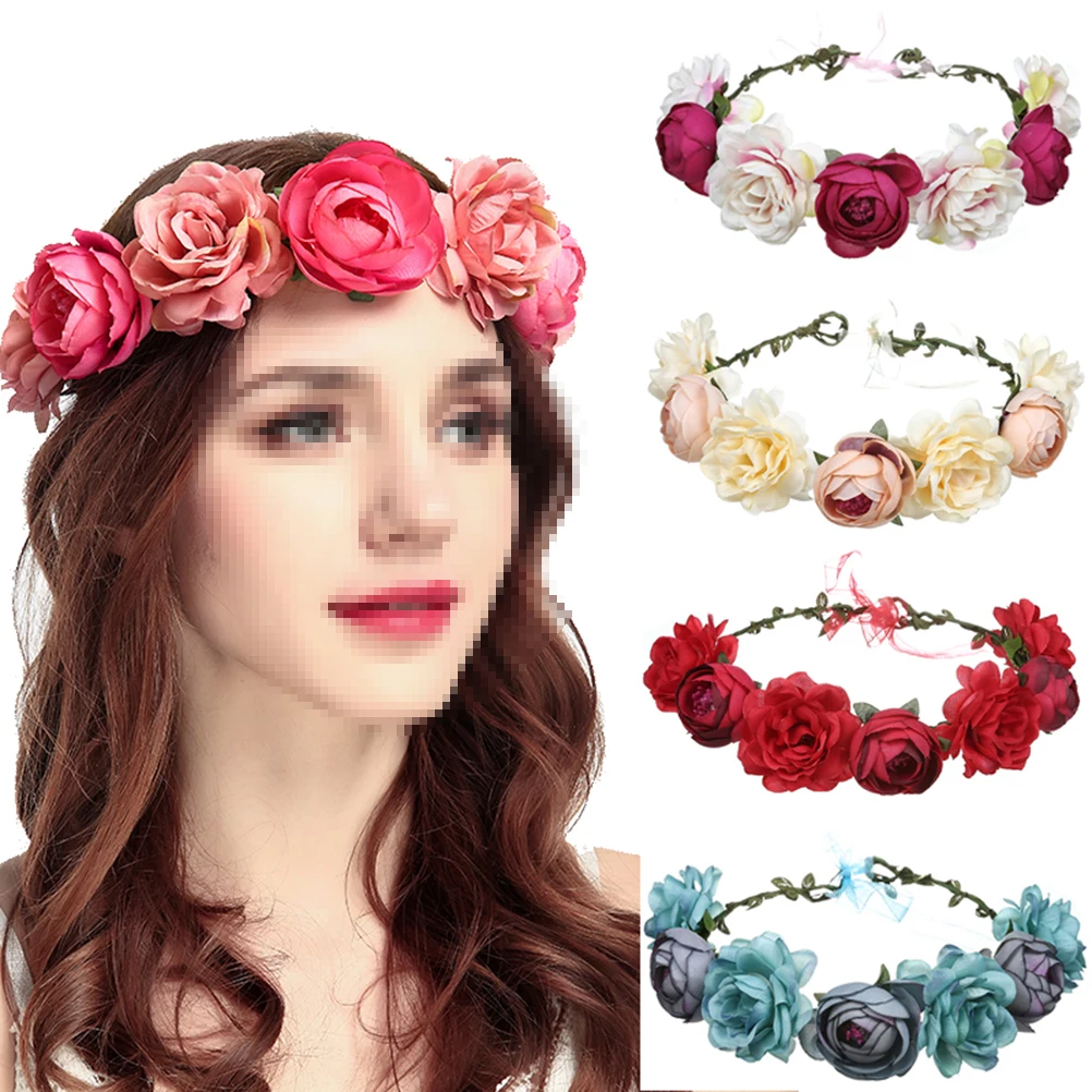 

Blue Lifelike Simulaiton Rose Headband Floral Hair Accessories for Women Girls Party Events