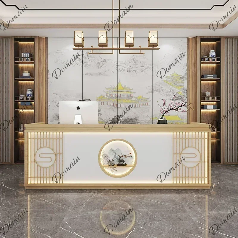 46X European Information Store Reception Desk Check Out Simple Counter Standing Reception Replica Desk Lectern Trendy Furniture