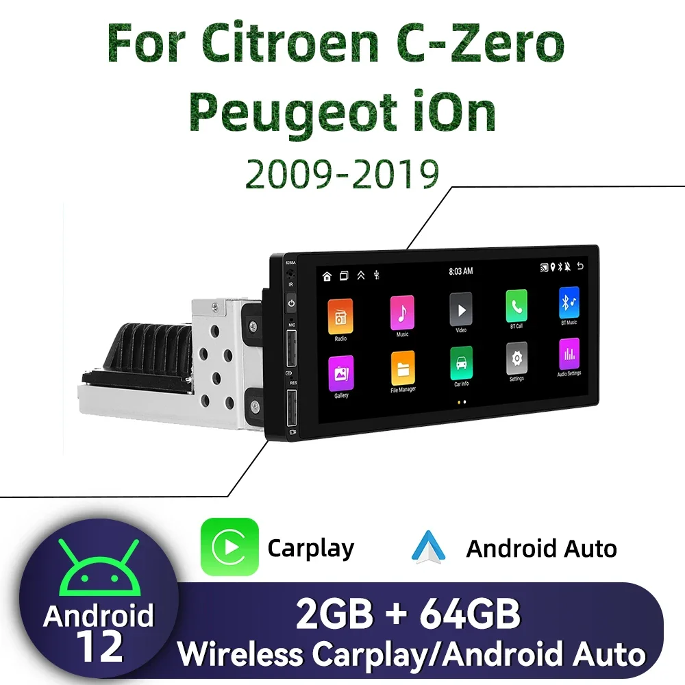 1 Din Android Radio for Citroen C-Zero Peugeot iOn 2009-2019 Carplay Autoradio Android Auto Car Multimedia Head Unit GPS BT WIFI