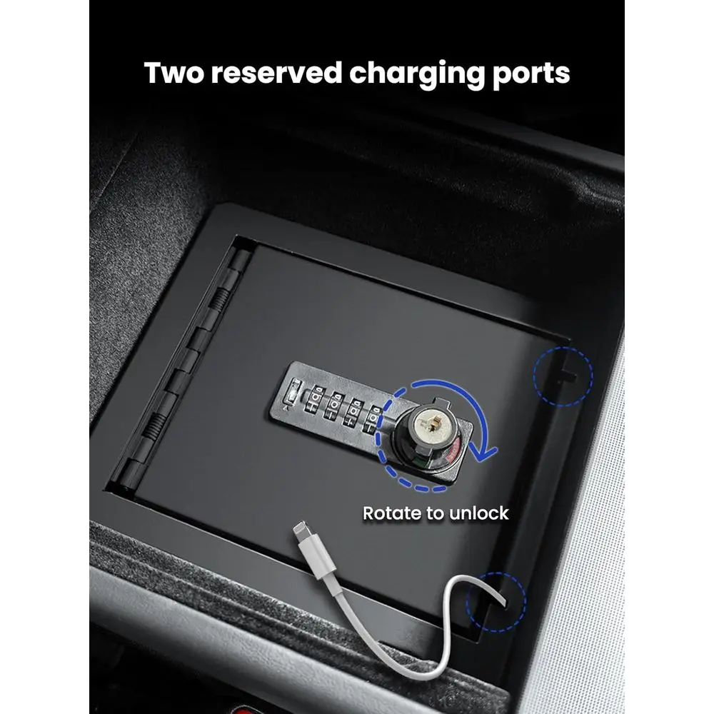 Center Console Safe Organizer Compatible with 2025 2026 Tesla Model Y Juniper & Model 3 Highland Armrest Lock Box Secure Vehicle
